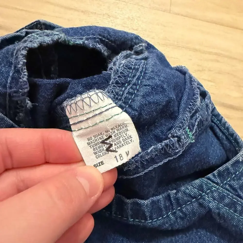 vintage oshkosh b’gosh vestbak denim overalls 18m sailboat nautical usa made